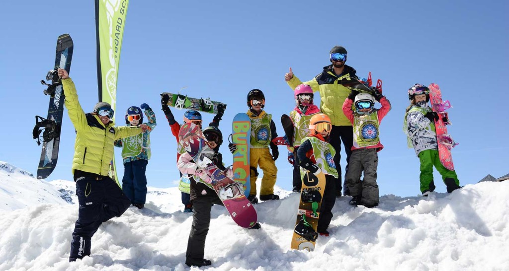 Snowboard group lessons children Les Menuires Ski School Prosneige