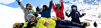 children ski lessons and equipment button