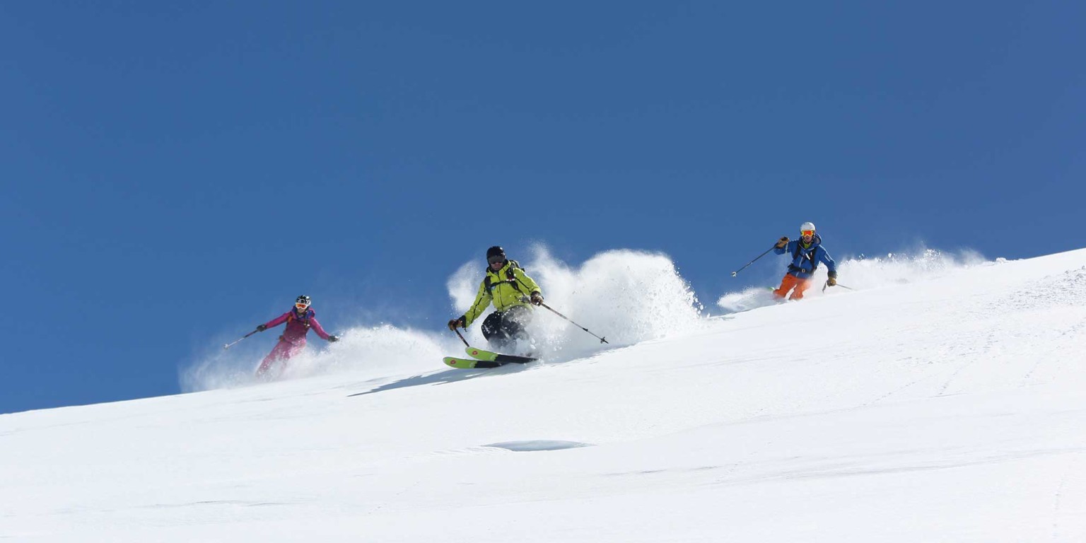 off-piste skiing in the ski resort